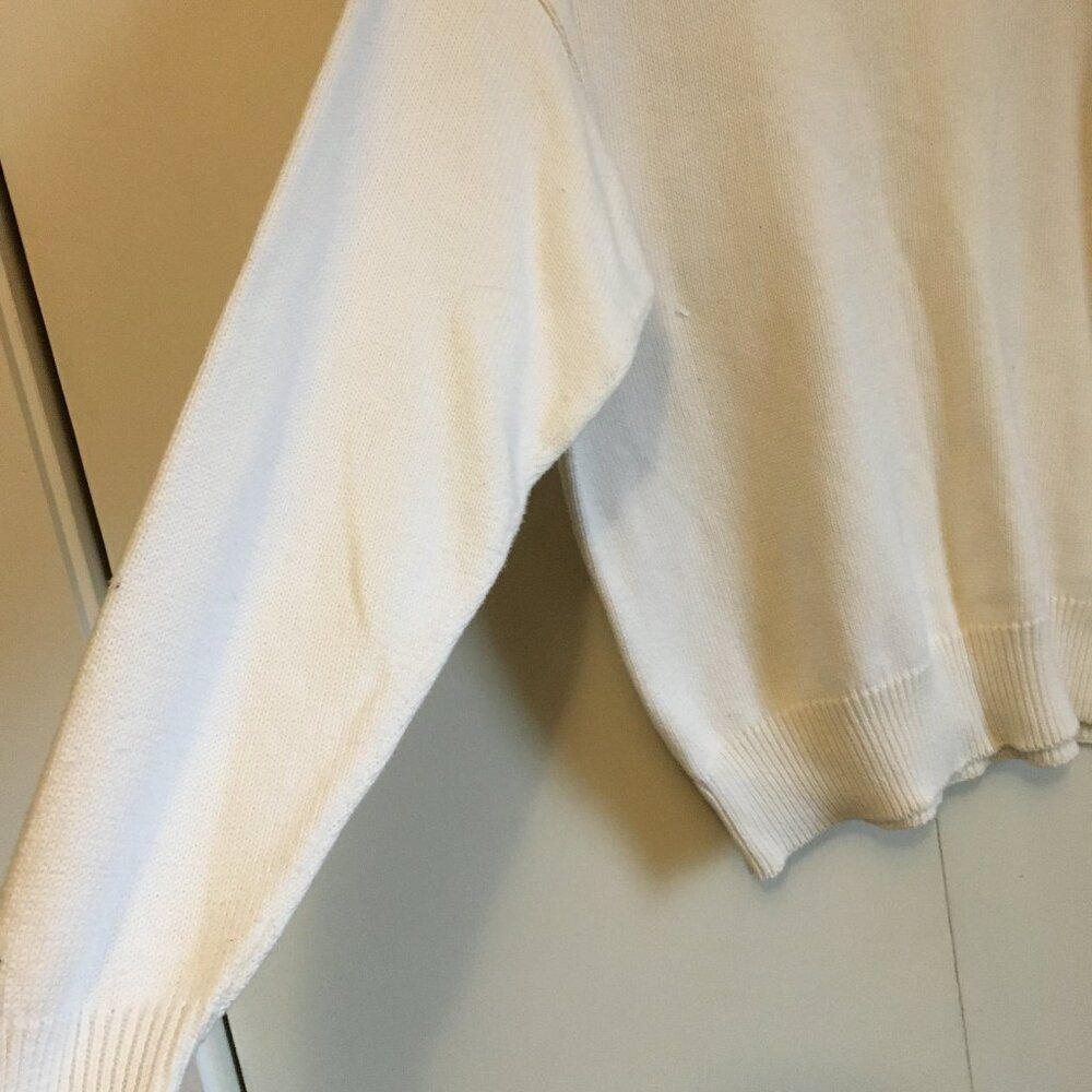 Vintage 90s Jessica 100% Cotton Mock Neck Lace Cottagecore Sweater Size 38 - Picture 7 of 13